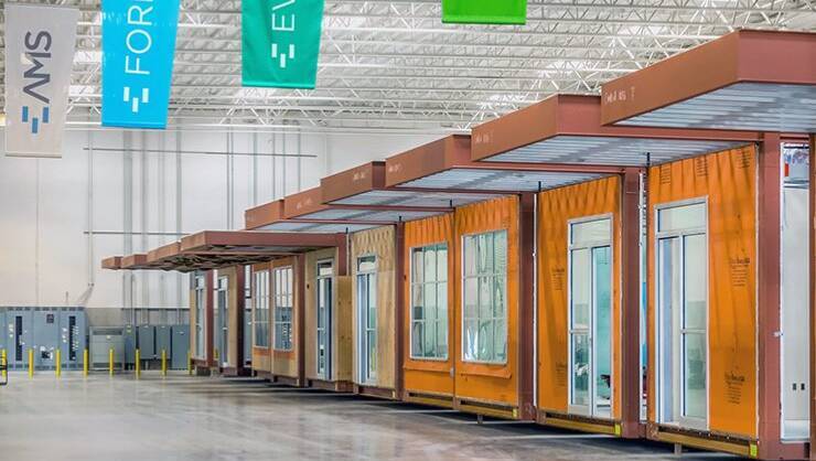 AMS warehouse displaying different building models