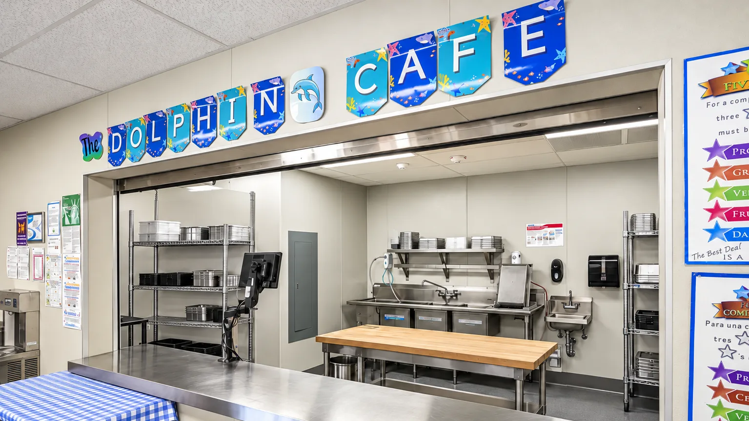 Warming kitchen at Gault Elementary School
